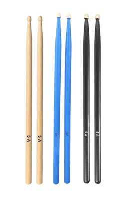 Baget - Davul - 3 Çift Bateri Bageti Drumsticks 5a Pürüzsüz Yüzey ürün fotoğrafı