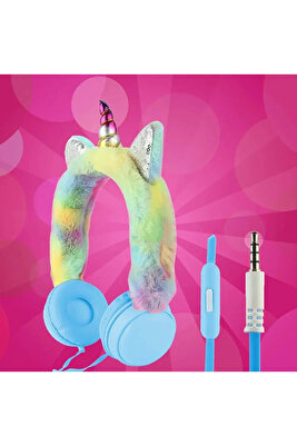 UNİCORN BOYNUZLU MİKROFONLU KABLOLU KULAKÜSTÜ PELUŞ KULAKLIK ürün fotoğrafı