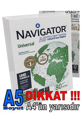 A5 (148x210mm) NAVİGATÖR YARIM BOY FOTOKOPİ KAĞIDI 500 Ad x 10 PAKET ürün fotoğrafı