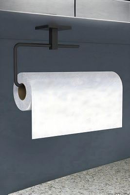Siyah Rulo Havluluk Peçetelik Yapışkanlı Tasarım Banyo Mutfak Askısı Yapıştırmalı ürün fotoğrafı