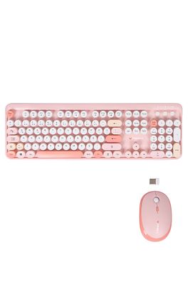 Renkli Tuşlu Kablosuz Pembe Q Türkçe Klavye+Mouse Seti ürün fotoğrafı