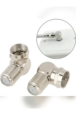 İki (2) Adet L Tipi Konnektör Fiş Rg6 Çevirmeli 90 Derece Tv Uydu Sistemleri Cctv İçin Adaptör ürün fotoğrafı