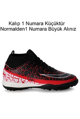 Unisex Çoraplı Halı saha Futbol Ayakkabısı Freemax.1072 Kırmızı Siyah ürün fotoğrafı