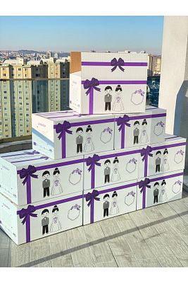 Lüks Çeyiz Kolisi ** En Kalın Ve Sağlam Zımba Dikişli 5 Adet Mor Koli ** ürün fotoğrafı