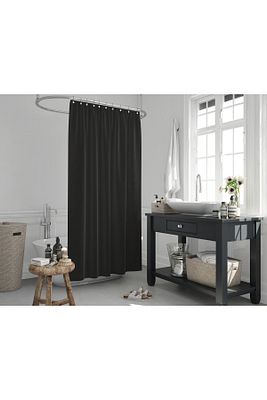 Polyester Kumaş Siyah Renk Banyo Perdesi Yerli Üretim Duş Perdesi ürün fotoğrafı