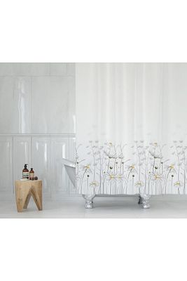 Banyo Perdesi Papatya Çiçek Desen Duş Perde Su Geçirmez Küvet Perde 180x200 Duş Perdesi 12 C-halkalı ürün fotoğrafı
