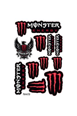 MNSTER ENERGY TASARIMLI EKİPMAN A4 EBATI KASK GRENAJ MOTORSİKLET STİCKER SETİ 03 ürün fotoğrafı