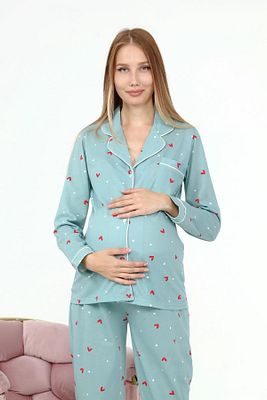 Likapa Penye Önden Düğmeli Hamile Lohusa Uzun Kol Pijama Takımı ürün fotoğrafı