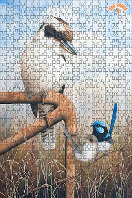 Kookaburra &amp; çalıkuşları Dekoratif Çift Katlı Çerçeveli Asılabilir Ahşap Puzzle 500 PARÇA 30X50 ürün fotoğrafı
