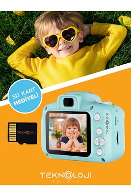 Çocuk Kamerası Dijital Fotoğraf Makinesi Mini 1080p HD Kamera Hafıza Kart Hediyeli ürün fotoğrafı