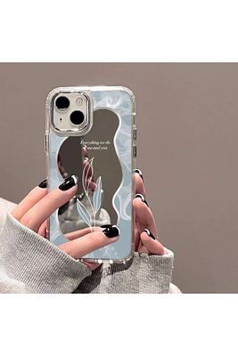 Iphone 15 - 14 - 13 Uyumlu Aynalı Yaprak Model Silikon Kılıf ürün fotoğrafı