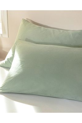 Düz Pamuklu 2'li Yastık Kılıfı Çağla Yeşili ürün fotoğrafı