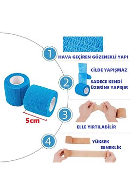 Kendine Yapışan Bandaj Mavi 5 Cm X 4,5 M Koban Bandaj ürün fotoğrafı