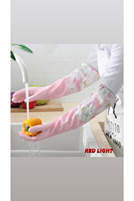 Temizlik, Bulaşık Eldiveni Extra Uzun Kollu Desenli Astarsız Modeli ürün fotoğrafı