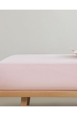 Düz Pamuklu Ara Ebat Lastikli Çarşaf Toz Pembe ürün fotoğrafı