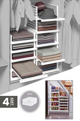 Smart Maxi 4 Adet Beyaz Akıllı Raf Sistemi, Dolap Içi Düzenleyici Çekmece Ve Organizer ürün fotoğrafı
