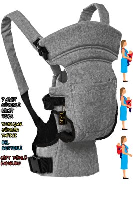 Çift Yönlü Bebek Taşıma Kangurusu Bel Destekli Ergonomik Lüx Bebek Taşıyıcı Kanguru Gri ürün fotoğrafı