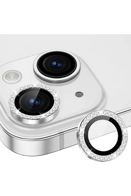 Iphone 15 / 15 Plus Ve 14 / 14 Plus Kamera Koruma Taşlı Lens Koruyucu Temperli Cam Koruma Silver ürün fotoğrafı