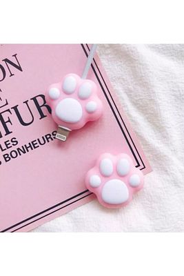 Pembe Pati Temalı Sevimli Figürlü Silikon Kablo Koruyucu ürün fotoğrafı