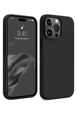 Iphone 15 Pro Max Kılıf Kadife Lansman Soft Yumuşak Liquid Silikon Kamera Korumalı Kapak Siyah ürün fotoğrafı