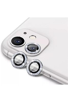 Iphone 11 / Iphone 12 /iphone 12 Mini Uyumlu Gümüş Swarovski Taşlı Kamera Lensi Koruyucu ürün fotoğrafı