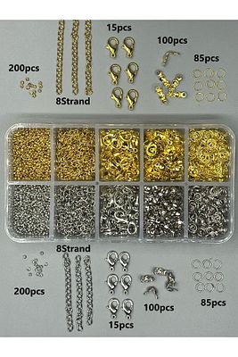800 Adet Gold ve Gümüş Kolye Bileklik Takı Yapım Seti ürün fotoğrafı