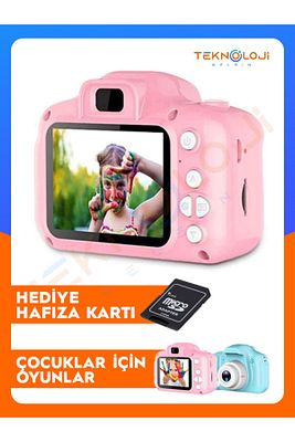 Çocuk Kamerası Dijital Fotoğraf Makinesi Mini 1080p HD Kamera Hafıza Kart Hediyeli ürün fotoğrafı