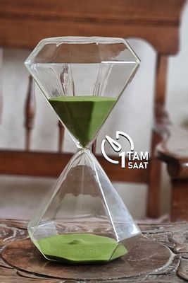 Diamond Kum Saati, Adaçayı Yeşili Dekor Ürünleri, 60 Dakika Kum Saati, Yeni Ev Taşınma Hediyesi ürün fotoğrafı