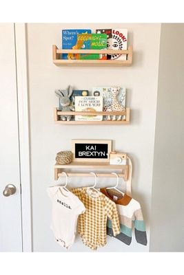 Montessori Kitaplık Çocuk Bebek Odası Duvar Rafı Ahşap Kitaplık Raf 3 Adet 50 Cm ürün fotoğrafı