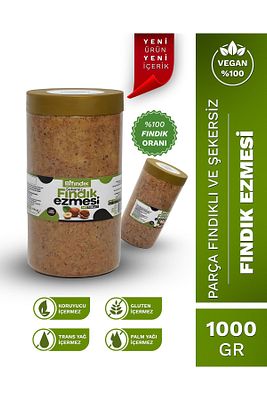 Doğal Şekersiz Fındık Ezmesi Diyabetik Ürün 1kg Katkısız Vegan Glutensiz Sürülebilir %100 Fındıklı ürün fotoğrafı