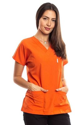 Cerrahi Doktor Hemşire Scrubs Turuncu Forma Tek Üst ürün fotoğrafı