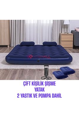Çift Kişilik Şişme Yatak Set 2 Yastık+ Şişirme Pompası Hediyeli Sahil Kamp Yatağı ürün fotoğrafı
