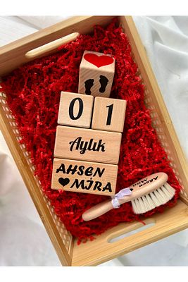Isimli Bebek Anı Küpü Ve Tarak Set Siyah ürün fotoğrafı