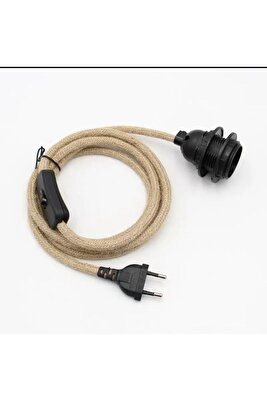 Jüt Halat Sarkıt Avize Anahtarlı Duy 3mt Siyah (Ampul Dahil değildir) ürün fotoğrafı