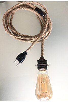 Jüt Halat Sarkıt Avize Anahtarlı Duy 3mt Bronz Rengi (AMPUL DAHİL DEĞİLDİR) ürün fotoğrafı