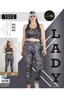 Lady Büyük Beden Fitness Tayt Crop Sporcu Takımı ürün fotoğrafı