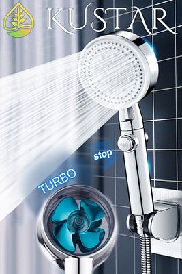Krom Pervaneli 6 Fonksiyonlu Aç Kapa Turbo Duş Seti Örgülü Hortum Ve Askı Tasarruflu Duş Başlığı ürün fotoğrafı