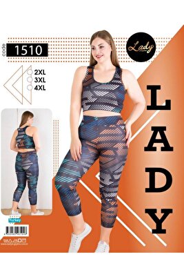 Lady Büyük Beden Fitness Tayt Crop Sporcu Takımı ürün fotoğrafı
