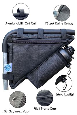 Bisiklet Çantası 2 Gözlü Su Geçirmez Özel Kumaş Üçgen Kadro Arası Suluk Hazneli 2.5 Lt. Kapasite ürün fotoğrafı