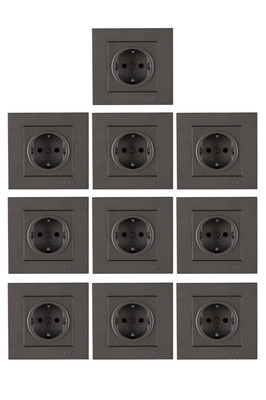 Arvia Antrasit Topraklı Priz 10 Adet Çerçeve Dahil ürün fotoğrafı