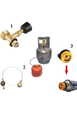 Kamp Kartuşu Tekrar Dolum Seti 3lü Set Piknik Tüpü Için ( Dar Çember ) ürün fotoğrafı