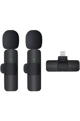 K9 Kablosuz Yaka Mikrofonu Lightning 2'li Mini Mikrofon Youtube Tik Tok 2 Adet ürün fotoğrafı