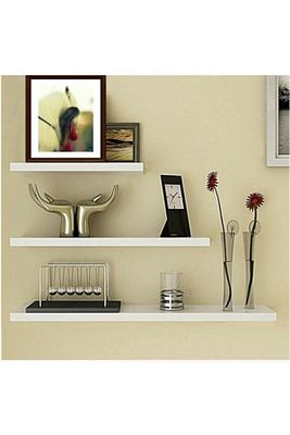 Beyaz Uçan Duvar Rafı 3 Lü Set Gizli Raf ürün fotoğrafı