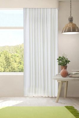 Saten Güneşlik Beyaz Renk Salon & Oturma Odası Saten Güneşlik Perde ürün fotoğrafı