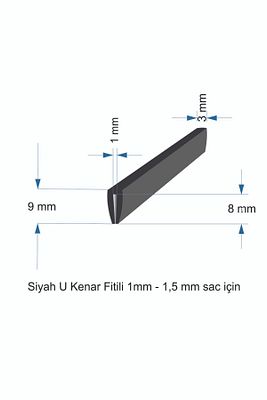 U Kenar Fitili Siyah 1 mm - 1,5 mm Sac Için Sac Kenar Fitili - U Fitil - 10 Metre Yumuşak Pvc ürün fotoğrafı