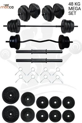 48 Kg Z-barlı Megaset Halter Seti Ve Dambıl Seti ,ağırlık Seti , Fitness Seti ürün fotoğrafı