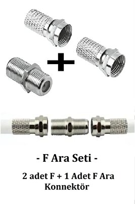 F Ara Seti, 2 Adet F + 1 Adet F Ara Konnektörü Anten Kablolarını Birleştirir Ek Yapar ürün fotoğrafı
