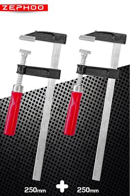 2 Adet Çelik F Tipi Mobilyacı Işkencesi 50x250mm Ile 50x250 mm Marangoz F Kelepçesi ürün fotoğrafı