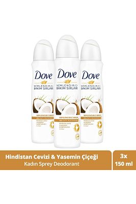 Kadın Sprey Deodorant Nemlendirici Bakım Hindistan Cevizi Ve Yasemin Çiçeği 150 ml X3 Adet ürün fotoğrafı