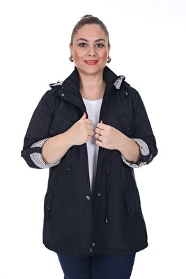Kadın Büyük Beden Mevsimlik Trençkot 595 Lacivert/navy 21s32000595 ürün fotoğrafı